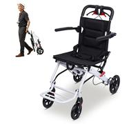 Fauteuil Roulant Pliable Ultra Léger, En Alliage D'acier Carbone Fauteuil Roulant De Transit, 8,2 Kg, Guidon Rotatif 280°, Roues PU 360°, Compact Pour Voyage, Pour Personnes âgées Et Handicapés