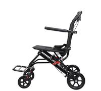 Fauteuil roulant pliable ultra léger - Fauteuil roulant de transport avec ceinture de sécurité et grandes roues hors piste, charge de 100 kg, pliage en une seconde, idéal pour les voyages en avion