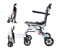 Fauteuil roulant pliable ultra léger pour adultes avec frein à main, chaise roulante d'aide à la mobilité avec sangle de sécurité réglable, déambulateur à quatre roues pour personnes âgées ou Dis