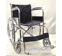 Fauteuil roulant pliant chromé divers avec châssis léger, accoudoirs et repose-pieds amovibles, assise 46 cm