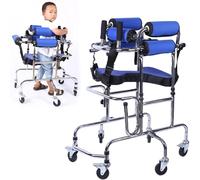 Fauteuil roulant portable pour personnes handicapées atteintes de paralysie cérébrale, siège pliable à 6 roues anti-basculement, ceinture de sécurité, cadre en acier inoxydable, aide à la ma