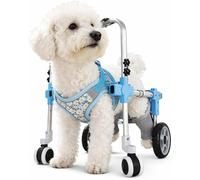 Fauteuil roulant pour chien 4 roues pour pattes arrières, fauteuil roulant pour animaux de compagnie léger et réglable pour la guérison membres postérieurs des blessés, handicapés, paralysie