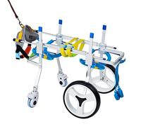Fauteuil roulant pour chien, fauteuil roulant pour chats et chiens, poussette de rééducation des pattes avant et arrière, poussette pour chien à 4 roues en aluminium ()