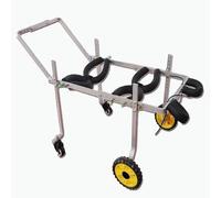 Fauteuil roulant pour petits animaux domestiques - Chariot de rééducation à 4 roues avec support de jambe - Poussette d'entraînement en métal pour animaux handicapés (XS - large)