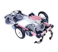 Fauteuil roulant pour petits chiens à 2 roues pour pattes arrière, poussette pour chien, fauteuil roulant pour chats/chiots marchant en acier inoxydable (Pink S)