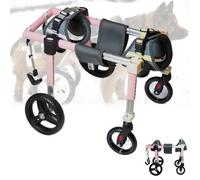 Fauteuil roulant réglable à 4 roues pour chien pour pattes arrière, poussette légère avec soutien de mobilité et de récupération, idéal pour les chiens handicapés, attelle de hanche et de jambe pour