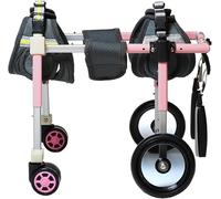 Fauteuil roulant réglable pour chien avec 4 roues - Aide à la mobilité pour chiens de petite, moyenne et grande taille - Poussette de soutien de jambe arrière avec support de jambe (rose, taille L)