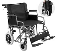 Fauteuil roulant VEVOR, fauteuil de transport en acier au carbone pour adultes, fauteuil roulant pliable avec accoudoirs amovibles, frein autobloquant, siège large de 24 pouces, capacité de charge de