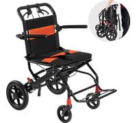 Fauteuil roulant VEVOR, fauteuil de transport léger en aluminium pour adultes, facilement pliable avec accoudoirs de la longueur d'un bureau qui se replient vers l'arrière, système de freinage autoblo