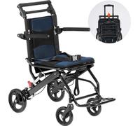 Fauteuil roulant VEVOR, fauteuil de transport léger en aluminium pour adultes, facilement pliable avec accoudoirs de la longueur d'un bureau qui se replient vers l'arrière, système de freinage autoblo