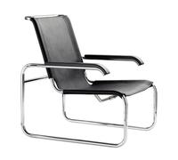 Fauteuil S 35 L cuir armrests black stained beech