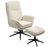 Fauteuil salon avec repose-pieds - HOMCOM - dossier inclinable, assise rembourrée - velours côtelé - 72 x 83 x 107 cm - beige