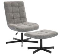 HOMCOM Fauteuil Salon avec Repose-Pieds, Chaise Pivotante Velours Gris