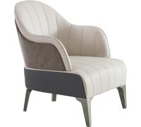Fauteuil Salon Design Moderne Beige Bois Cuir Luxe Lounge Club Meubles Télévision