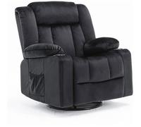 Fauteuil Salon Dossier Réglable 90°-160° Repose-Pieds Rétractable avec 2 Porte-gobelets Poches Latérales Noir