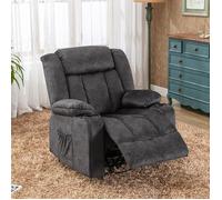 Fauteuil Salon Dossier Réglable 90°-160° Repose-Pieds Rétractable avec 2 Porte-gobelets Poches Latérales Gris