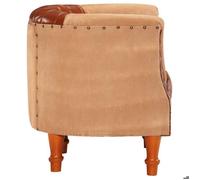 Fauteuil Salon, Fauteuil cabriolet Relax, marron cuir véritable bois de manguier massif S1423