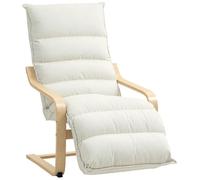 Fauteuil salon - HOMCOM - repose-pieds réglable, assise rembourrée et dossier haut - structure en bois - 67x93x105cm - crème