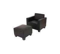 Fauteuil Salon/Lounge Lyon Avec Pouf, Simili-Cuir Noir Multicolore