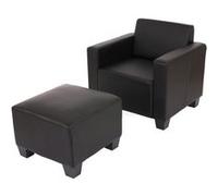 Fauteuil Salon/Lounge Lyon Avec Pouf, Simili-Cuir Noir Multicolore