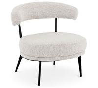 IDIMEX Fauteuil Salon MANAO Design Moderne en Tissu Chenille Effet Bouclette Couleur Beige, sans Accoudoirs avec Assise rembourrée, Fauteuil Bas Confortable pour Salon