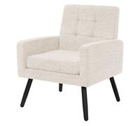 ML-Design Fauteuil Salon Confortable, Chaise Relax Scandinave pour Chambre | Siège de Lecture 1 place avec Accoudoirs en Tissu Rembourré et Pieds en Acier, Charge max. 150kg, 66,5x80x63,5cm, Beige