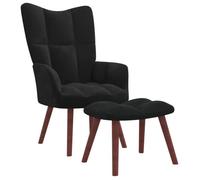 Fauteuil Salon MVS - Chaise de relaxation avec repose-pied Noir Velours,8,55 Kg