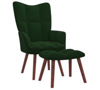 Fauteuil Salon MVS - Chaise de relaxation avec repose-pied Vert foncé Velours,8,55 Kg