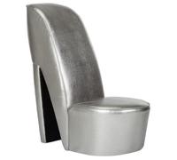Fauteuil Salon MVS - Chaise en forme de chaussure à talon haut Argenté Similicuir,10,75 Kg
