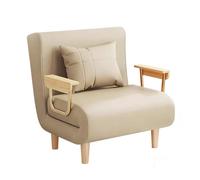 Fauteuil Salon Scandinave Tissu Petit Canapé Convertible 1 Places avec Dossier Réglable Déhoussable Grand Confort Coussin pour Salon, Chambre, Bureau(Beige,68x72x84cm)
