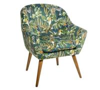 Fauteuil ""Sango"" velours vert motifs jungle - Atmosphera createur d'interieur