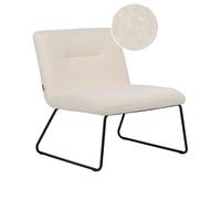 Fauteuil sans Accoudoirs en Boucle Blanche et Pieds en Acier Assise Large Cotull