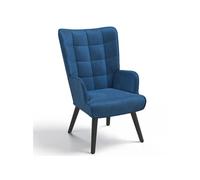 IDMarket - Fauteuil scandinave ANIA en Velours Bleu