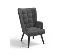 IDMarket Fauteuil scandinave ANIA en velours gris