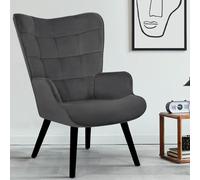 IDMarket Fauteuil scandinave ANIA en velours gris