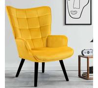 IDMarket - Fauteuil scandinave ANIA Velours Jaune