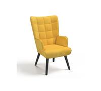 IDMarket Fauteuil Scandinave Ania Velours Jaune