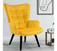 Fauteuil Scandinave Ania Velours Jaune Jaune