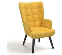 IDMarket Fauteuil Scandinave Ania Velours Jaune