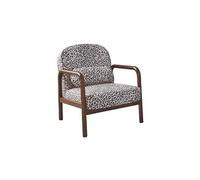 Fauteuil scandinave arrondi bois d'hévéa et imprimé léopard