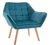 Fauteuil scandinave avec accoudoir rembourré en velours bleu