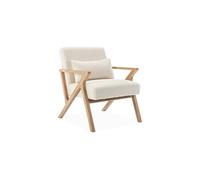 sweeek - Fauteuil scandinave Bois d'hévéa et Bouclette Blanche Antoine