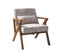 Fauteuil scandinave bois d'hévéa et imprimé léopard