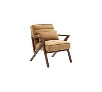 sweeek - Fauteuil scandinave Bois d'hévéa et Velours Camel