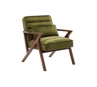 sweeek - Fauteuil scandinave Bois d'hévéa et Velours Kaki