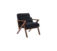 sweeek | Fauteuil scandinave bois d'hévéa et velours noir Noir G