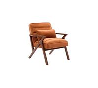 sweeek - Fauteuil scandinave Bois d'hévéa et Velours Terracotta