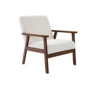 Fauteuil scandinave bois d'hévéa teinté noyer clair bouclette