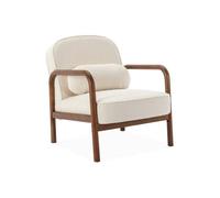 Fauteuil scandinave bois d'hévéa teinté noyer clair et bouclette Amelie