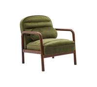 sweeek - Fauteuil scandinave Bois d'hévéa teinté Noyer et Tissu Velours Kaki